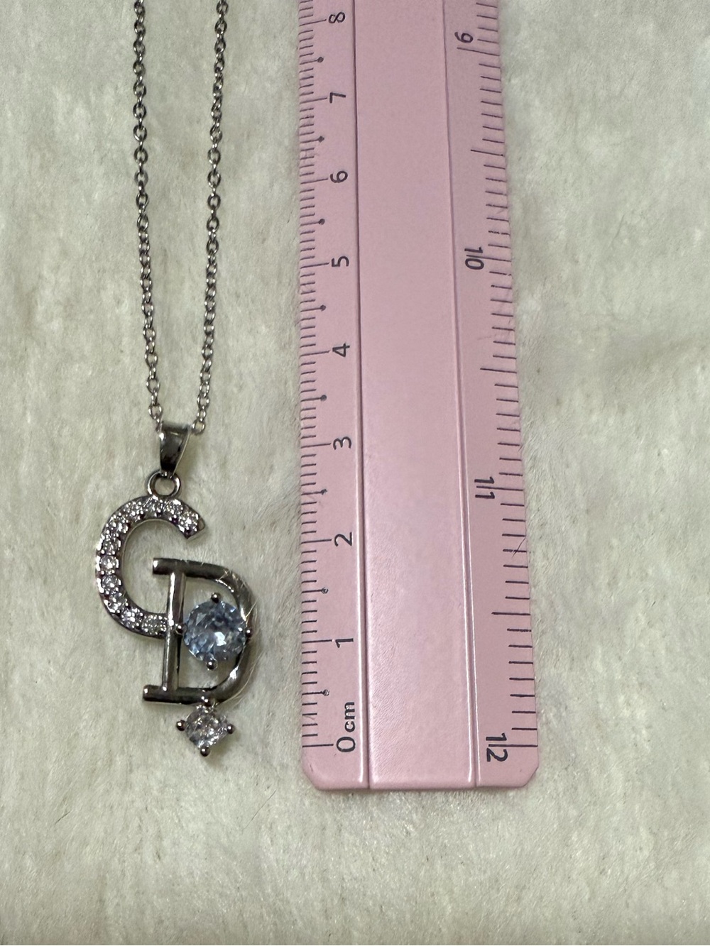 Stunning CD Initial Pendant Necklace With Clear Stones
